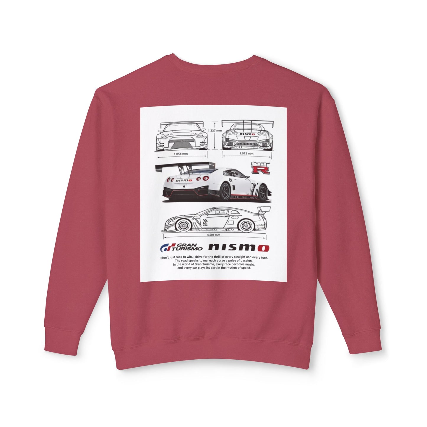 Racing Blueprint Crewneck Sweatshirt — NISMO GT-R Technical Sketch Back