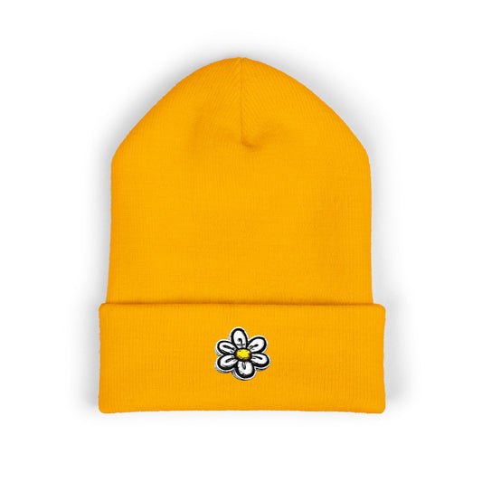 Daisy Embroidered Cuffed Beanie