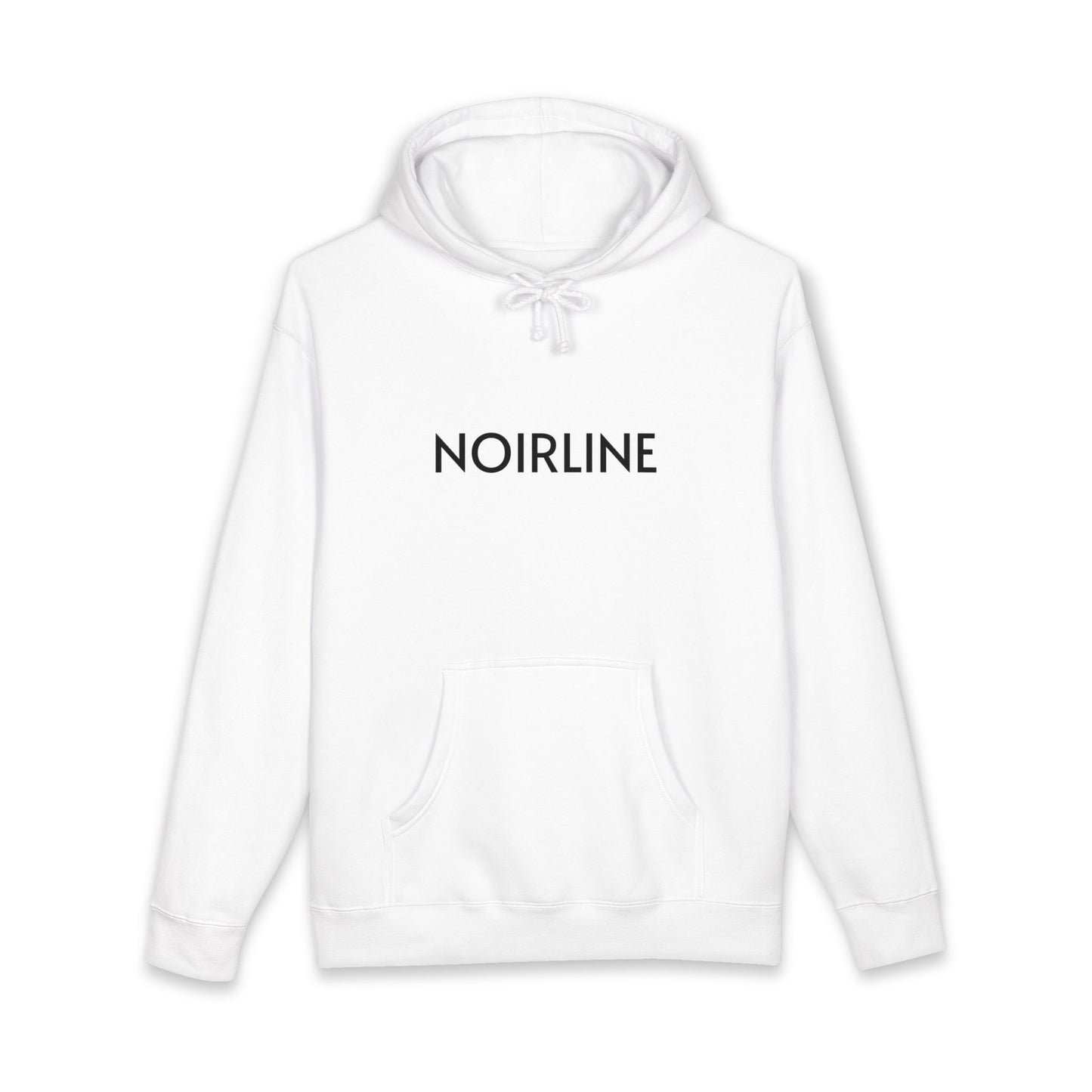 Noirline Hoodie — White Graphic Hoodie with 'NOIRLINE' Front Text