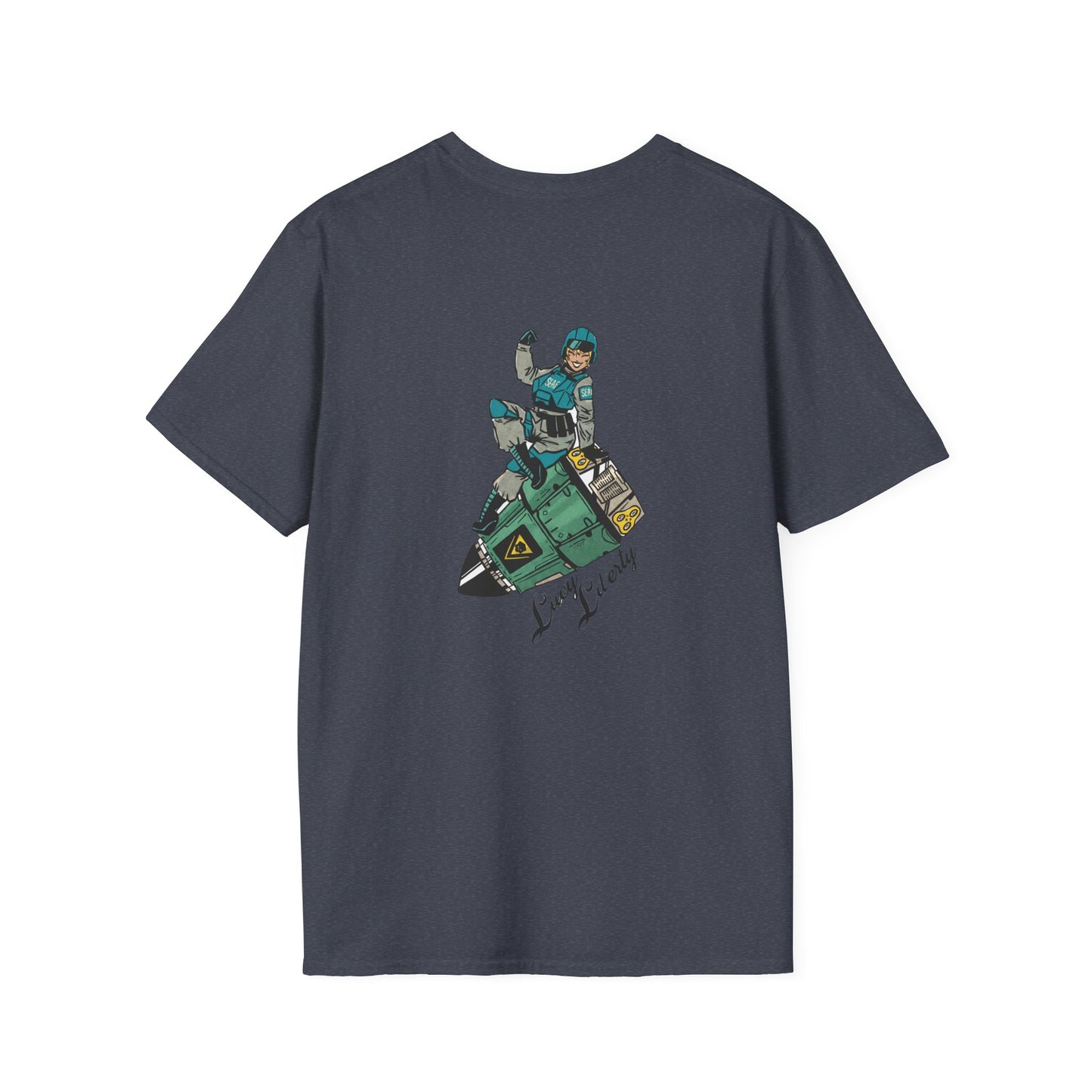 Helldriver Lucy Liberty T-Shirt — Retro Watersport Illustration ("Live Fast, Stay Salty")
