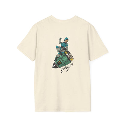 Helldriver Lucy Liberty T-Shirt — Retro Watersport Illustration ("Live Fast, Stay Salty")