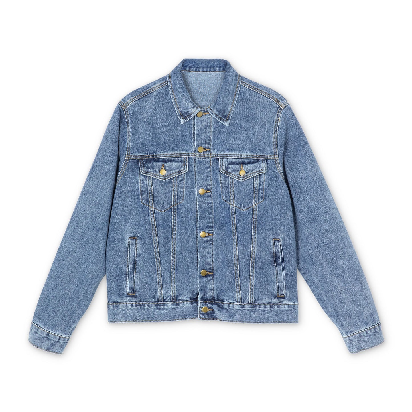 Men's Denim Jacket with Burninng T-Rex skull Patch