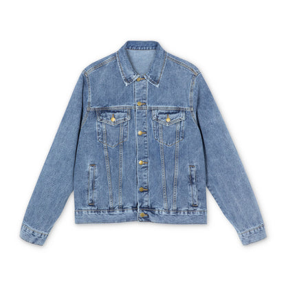 Men's Denim Jacket with Burninng T-Rex skull Patch