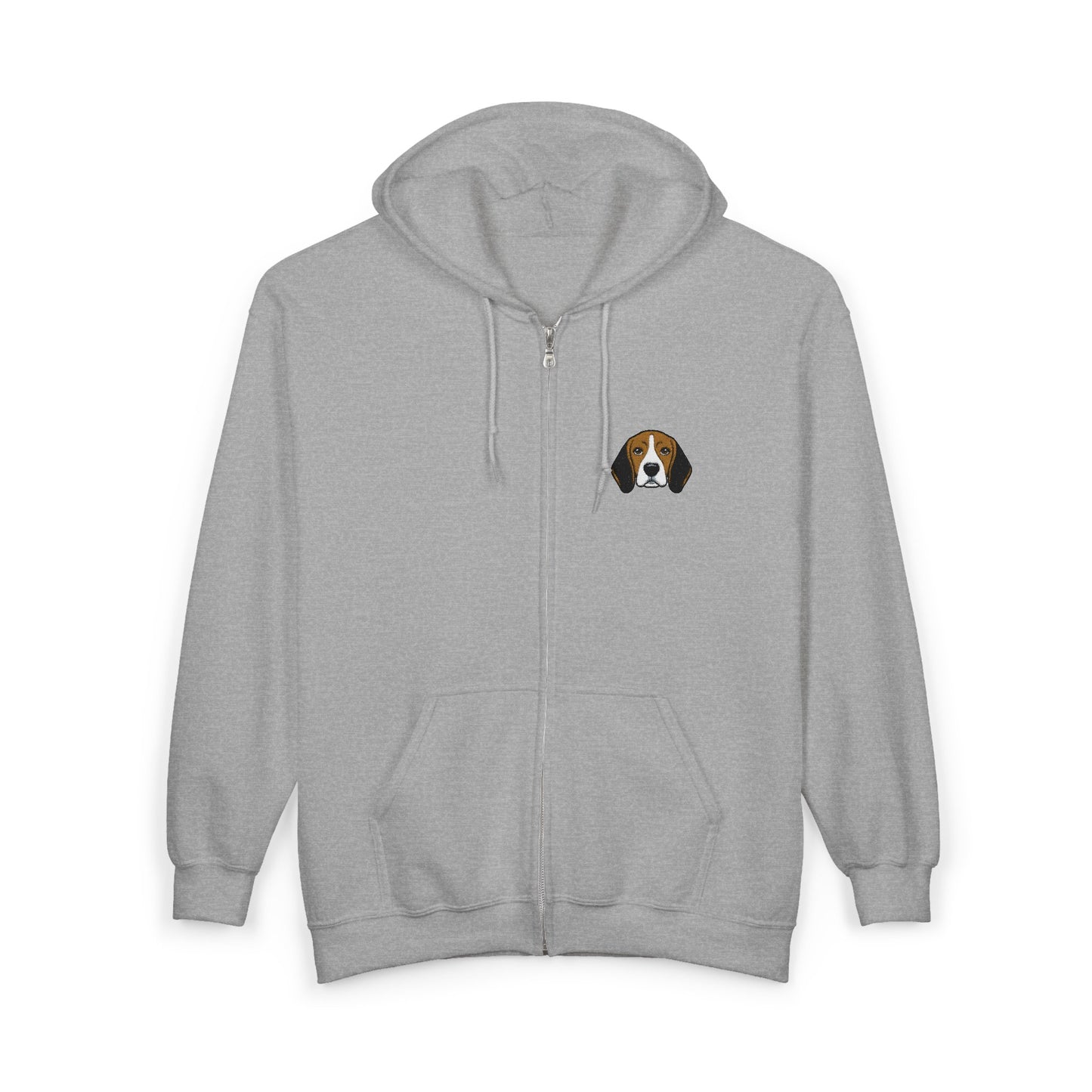 Beagle Portrait Zip Hoodie — Cute Dog Face Full‑Zip Sweatshirt