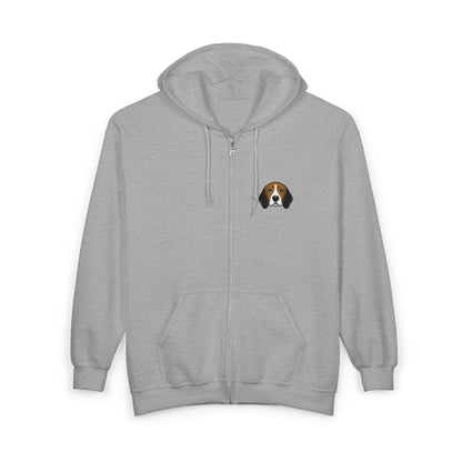 Beagle Portrait Zip Hoodie — Cute Dog Face Full‑Zip Sweatshirt