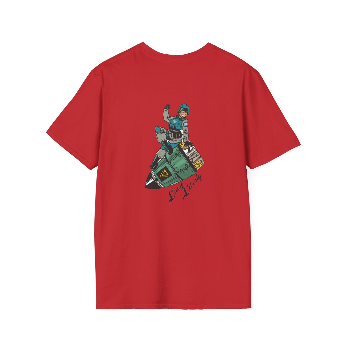 Helldriver Lucy Liberty T-Shirt — Retro Watersport Illustration ("Live Fast, Stay Salty")