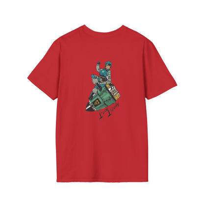 Helldriver Lucy Liberty T-Shirt — Retro Watersport Illustration ("Live Fast, Stay Salty")