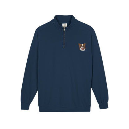 Embroidered Australian Shepherd Quarter‑Zip Sweatshirt — Cozy Dog Lover Pullover