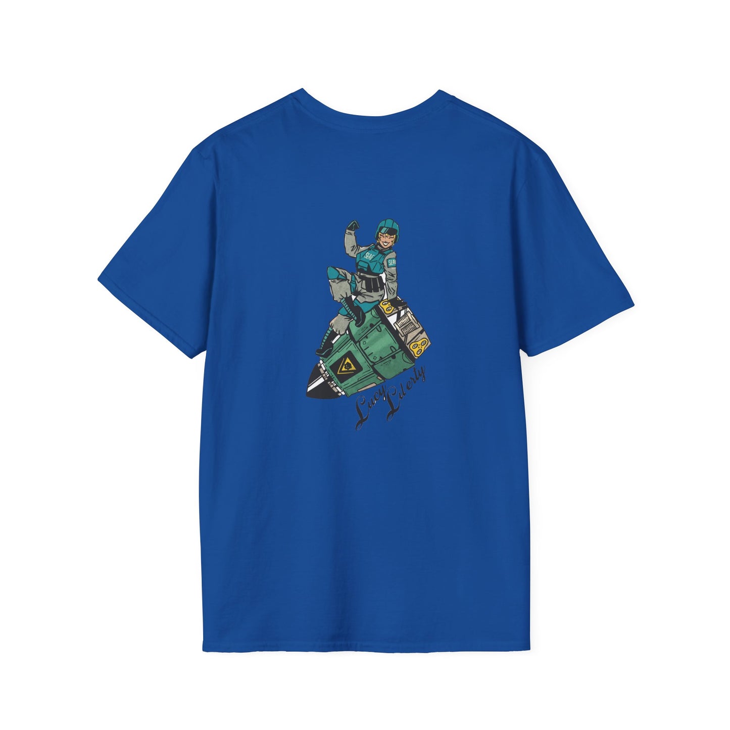 Helldriver Lucy Liberty T-Shirt — Retro Watersport Illustration ("Live Fast, Stay Salty")