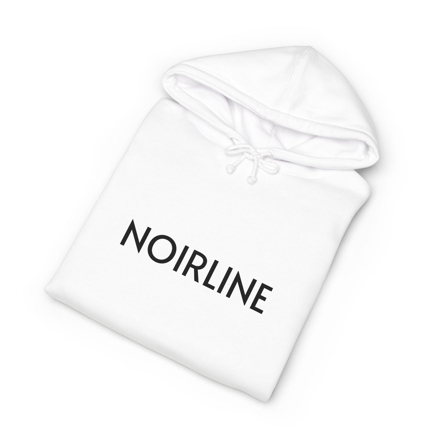 Noirline Hoodie — White Graphic Hoodie with 'NOIRLINE' Front Text