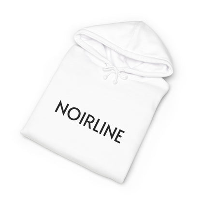 Noirline Hoodie — White Graphic Hoodie with 'NOIRLINE' Front Text