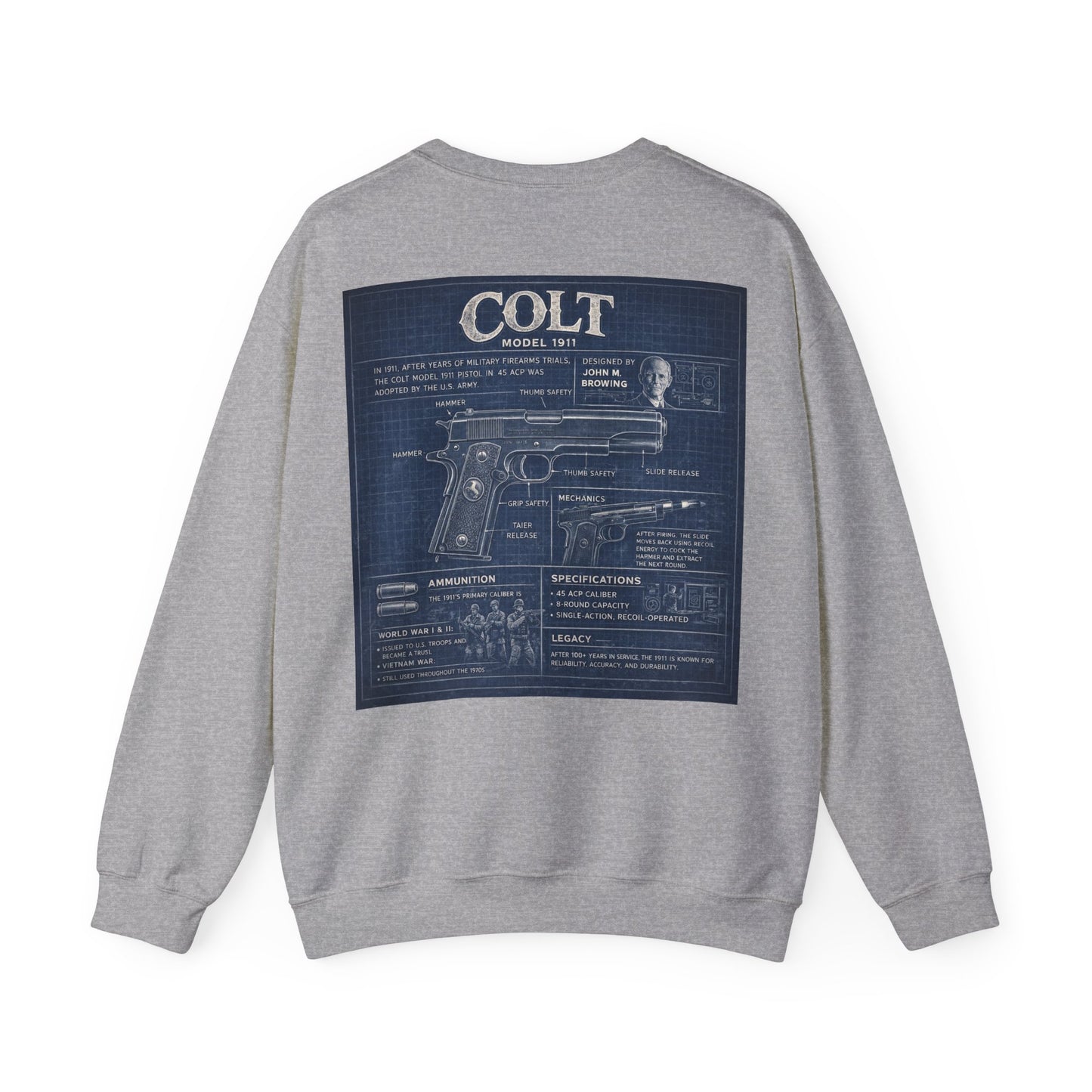 Colt 1911 Blueprint Crewneck Sweatshirt