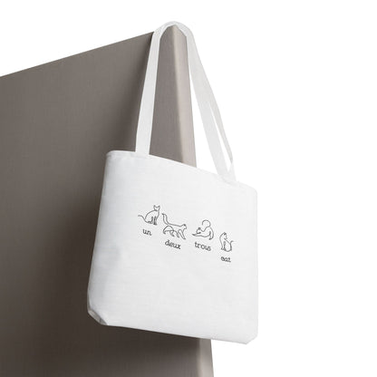 Cat Count Tote — minimalist "un, deux, trois" kitten illustration tote bag