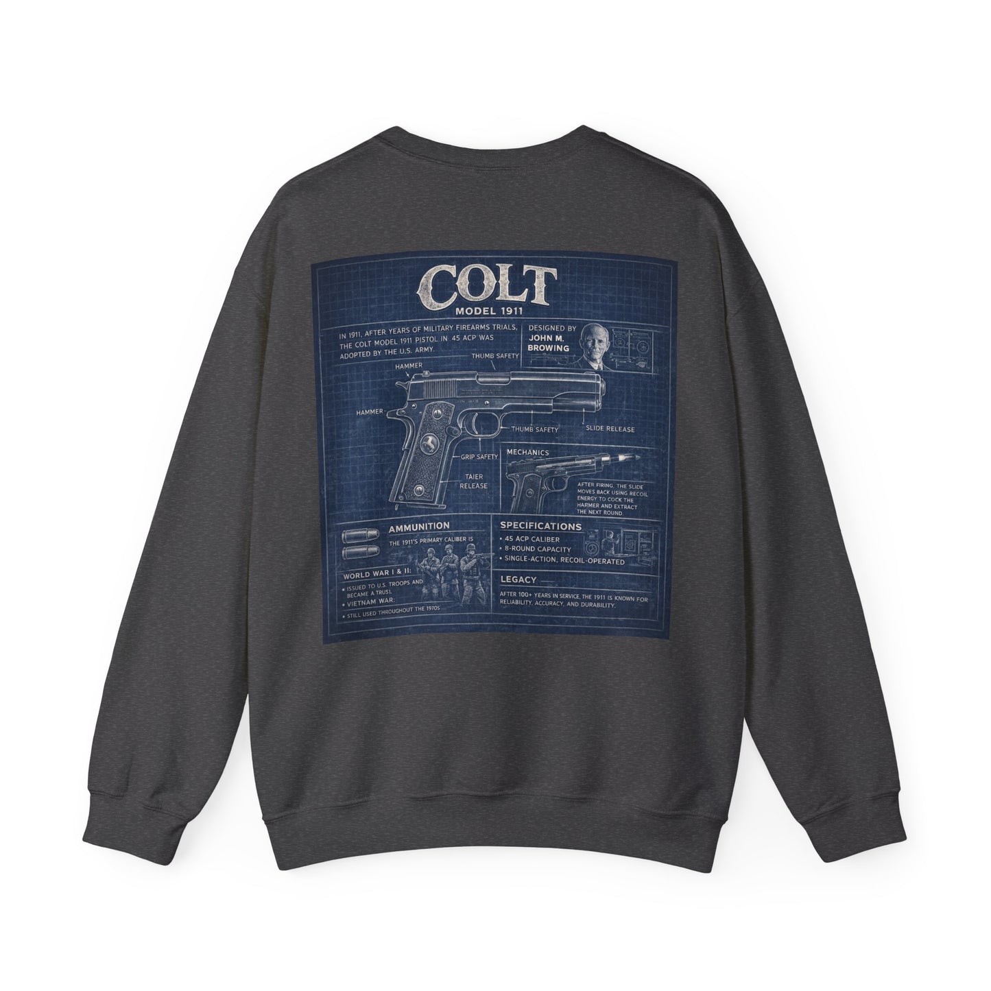 Colt 1911 Blueprint Crewneck Sweatshirt
