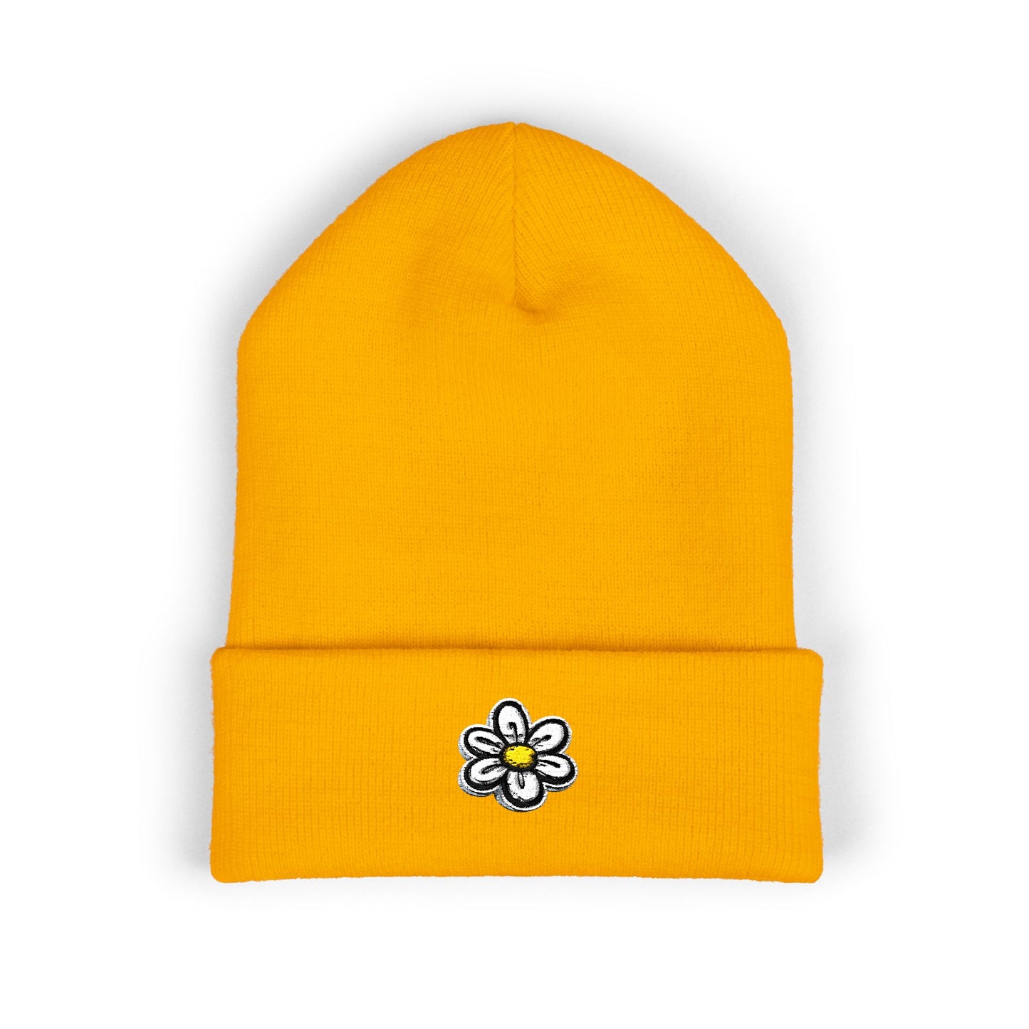 Daisy Embroidered Cuffed Beanie