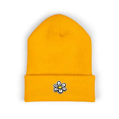 Daisy Embroidered Cuffed Beanie