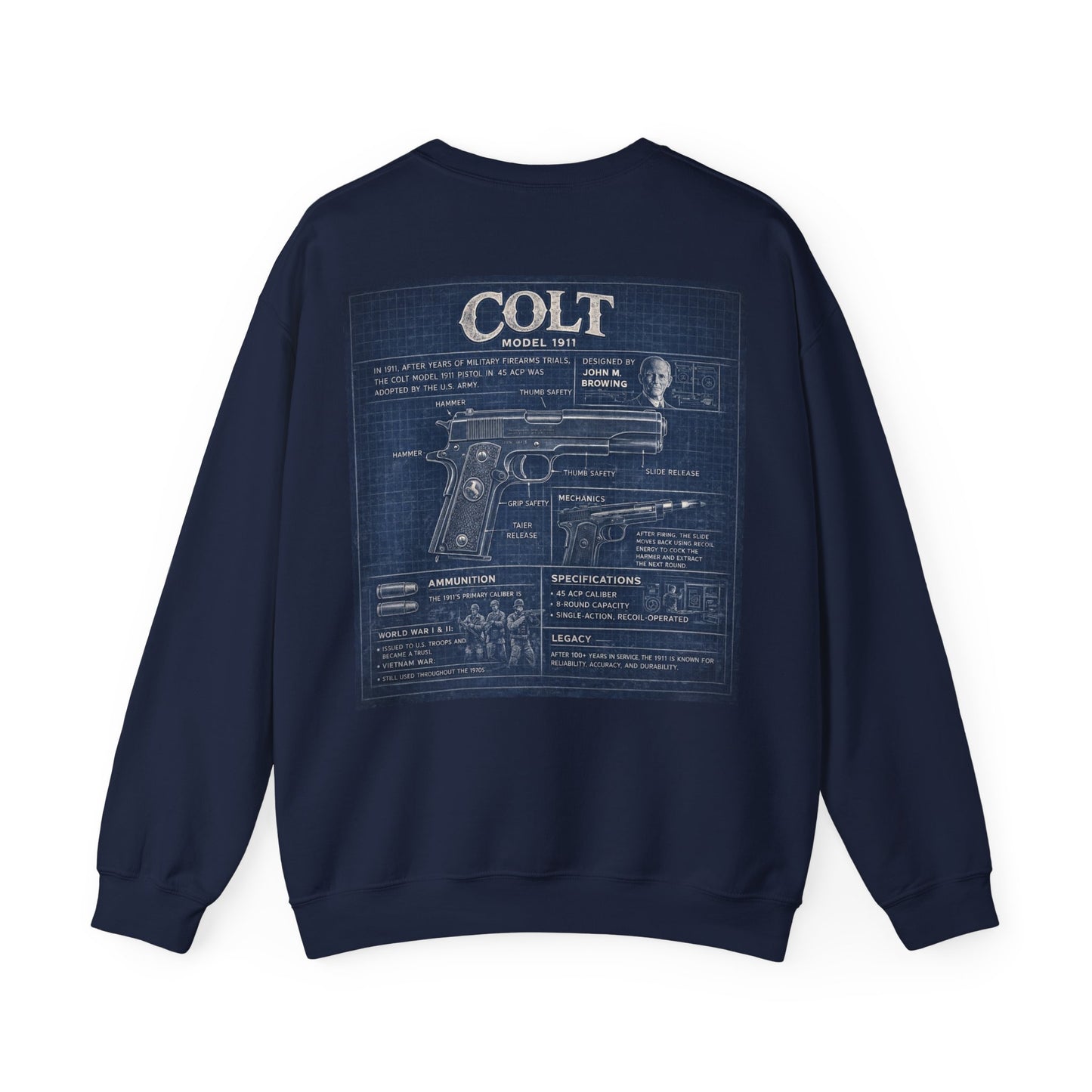 Colt 1911 Blueprint Crewneck Sweatshirt