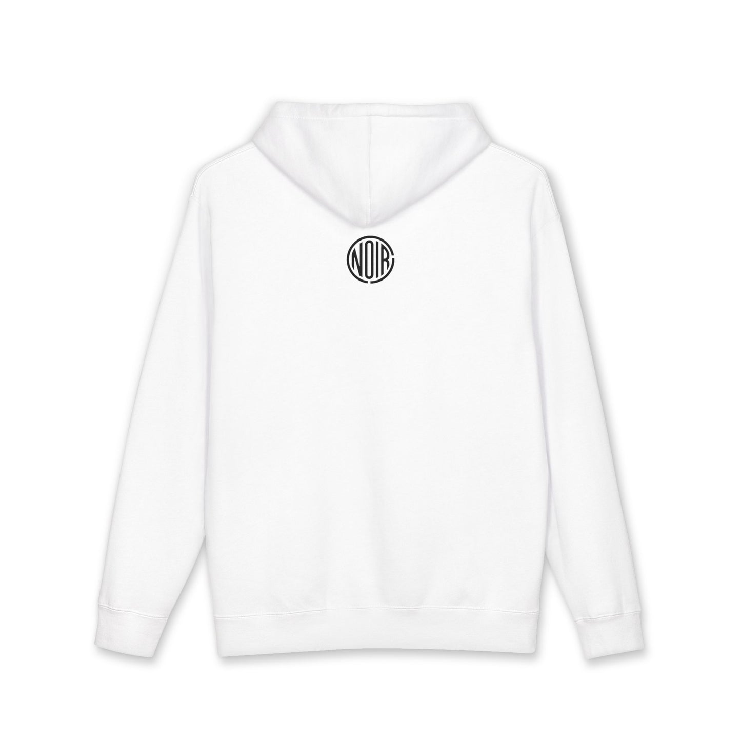 Noirline Hoodie — White Graphic Hoodie with 'NOIRLINE' Front Text