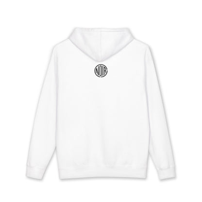 Noirline Hoodie — White Graphic Hoodie with 'NOIRLINE' Front Text