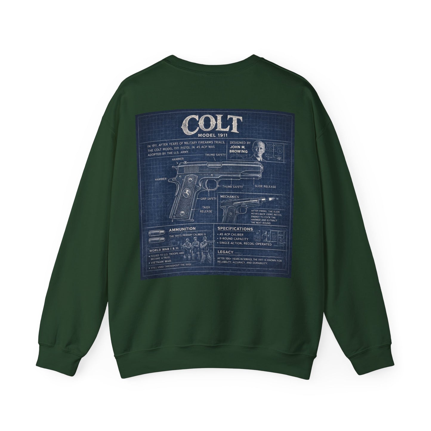 Colt 1911 Blueprint Crewneck Sweatshirt