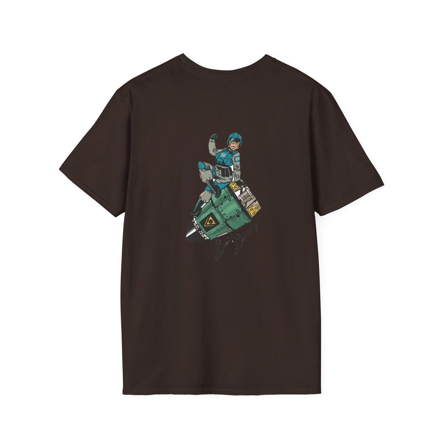 Helldriver Lucy Liberty T-Shirt — Retro Watersport Illustration ("Live Fast, Stay Salty")