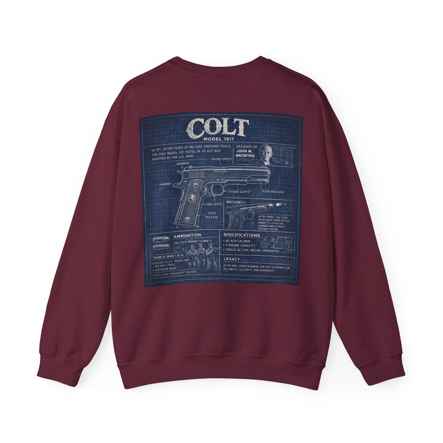 Colt 1911 Blueprint Crewneck Sweatshirt
