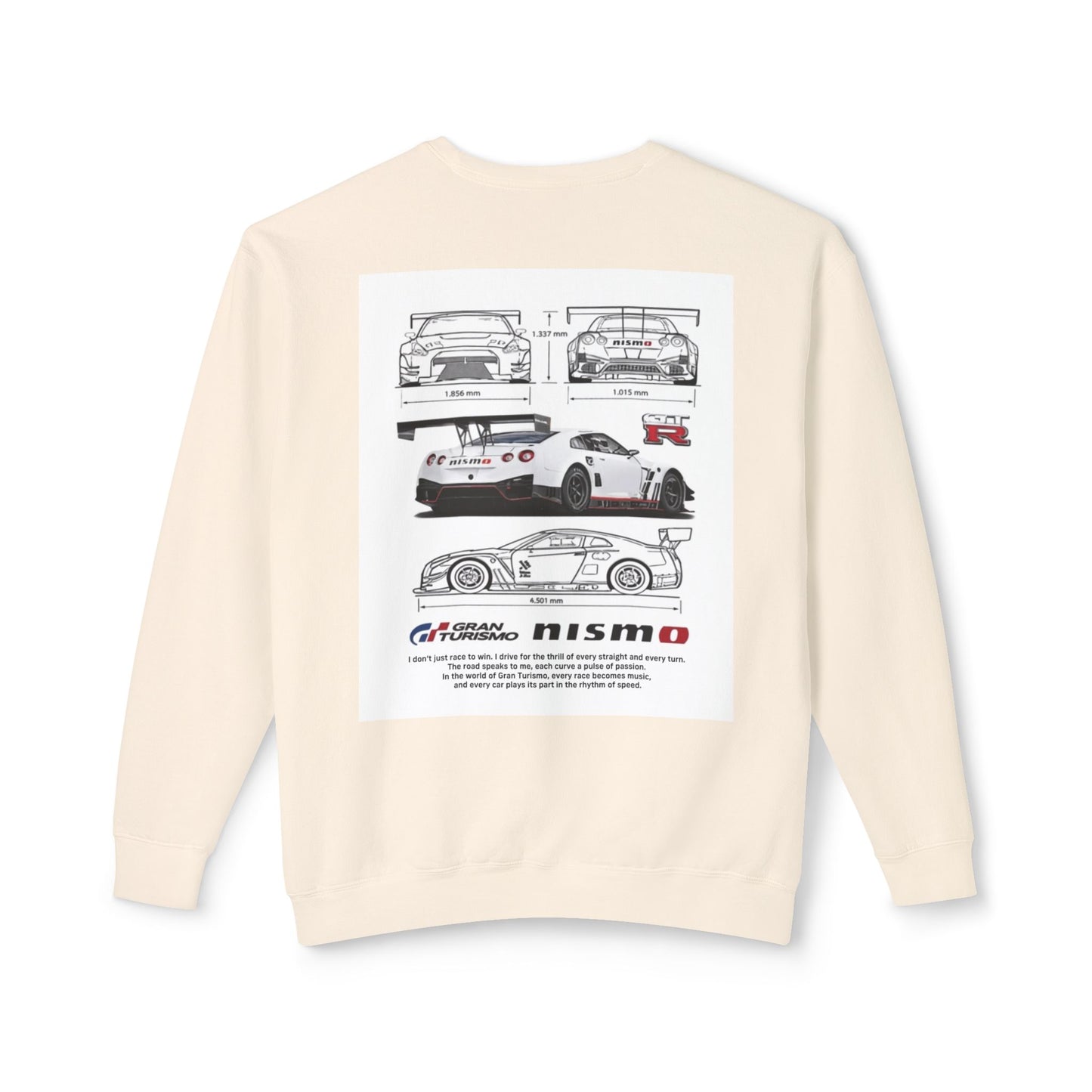 Racing Blueprint Crewneck Sweatshirt — NISMO GT-R Technical Sketch Back