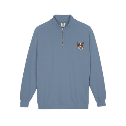 Embroidered Australian Shepherd Quarter‑Zip Sweatshirt — Cozy Dog Lover Pullover