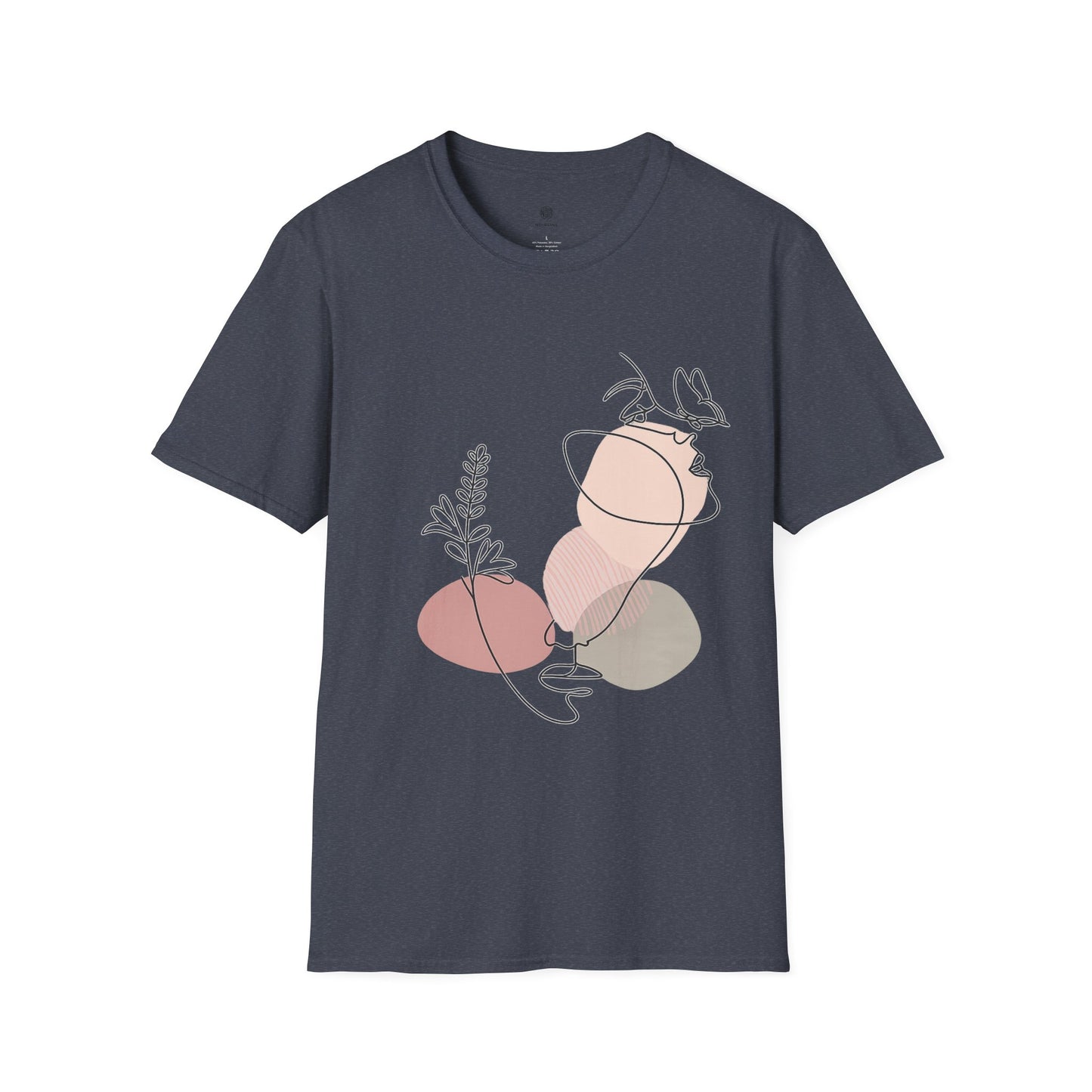 Abstract Line Art Vase T-Shirt — Minimalist Floral Face Graphic