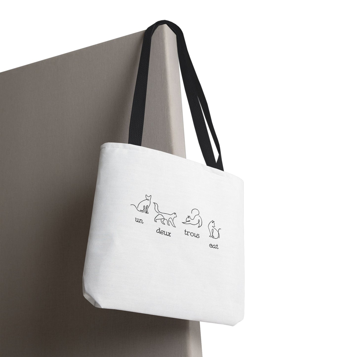 Cat Count Tote — minimalist "un, deux, trois" kitten illustration tote bag