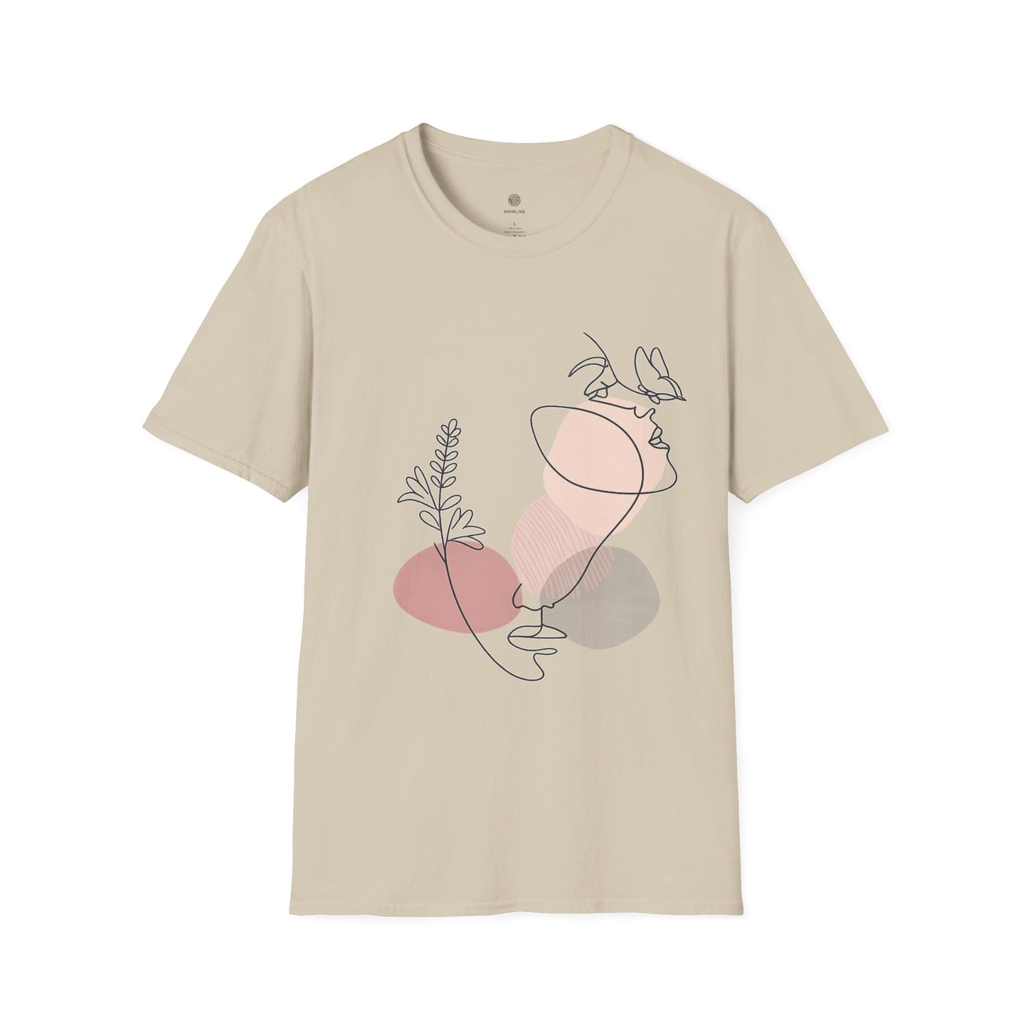 Abstract Line Art Vase T-Shirt — Minimalist Floral Face Graphic