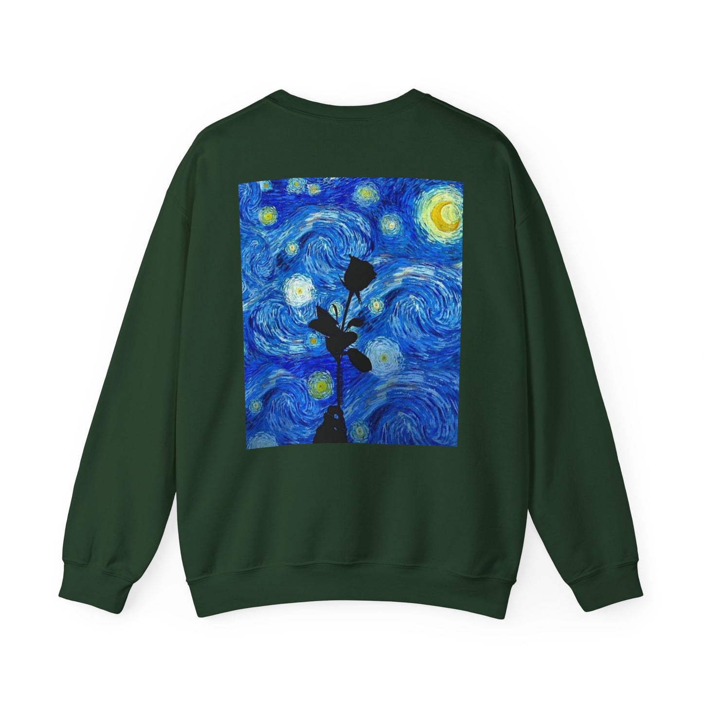 Calm Is a Weapon Sweatshirt — Starry Night Rose Graphic Crewneck