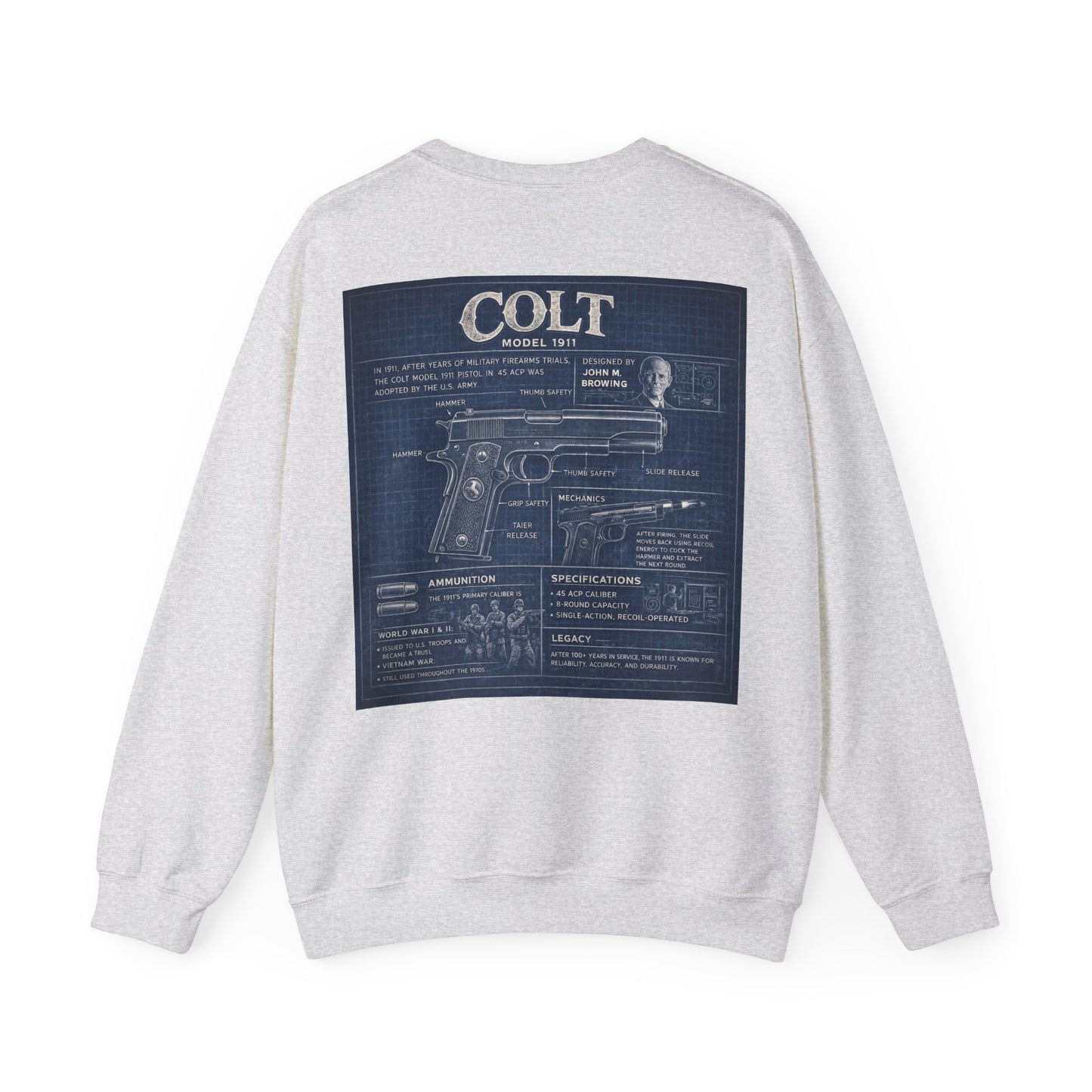 Colt 1911 Blueprint Crewneck Sweatshirt