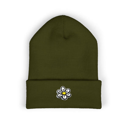 Daisy Embroidered Cuffed Beanie