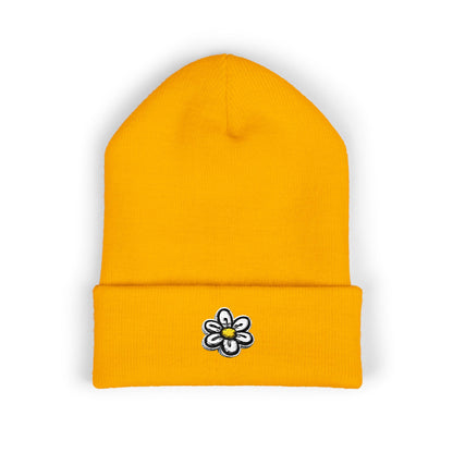 Daisy Embroidered Cuffed Beanie