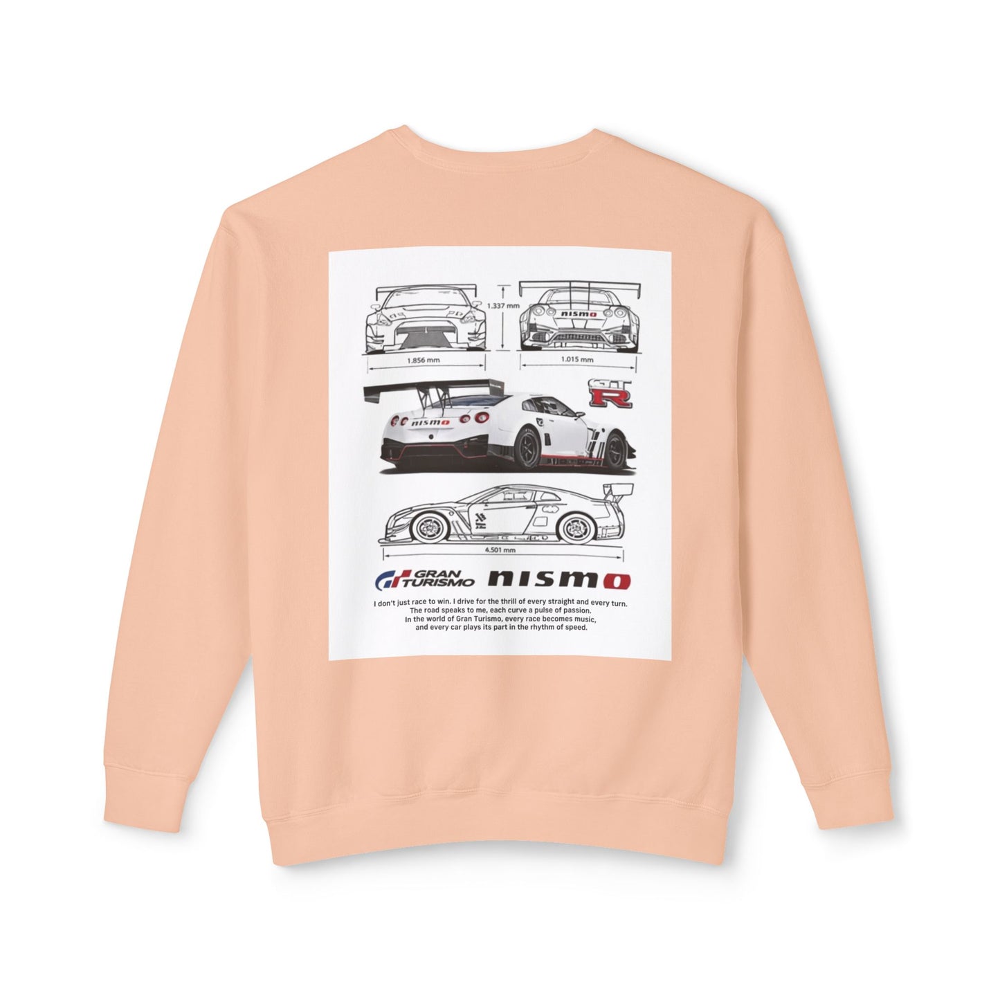 Racing Blueprint Crewneck Sweatshirt — NISMO GT-R Technical Sketch Back