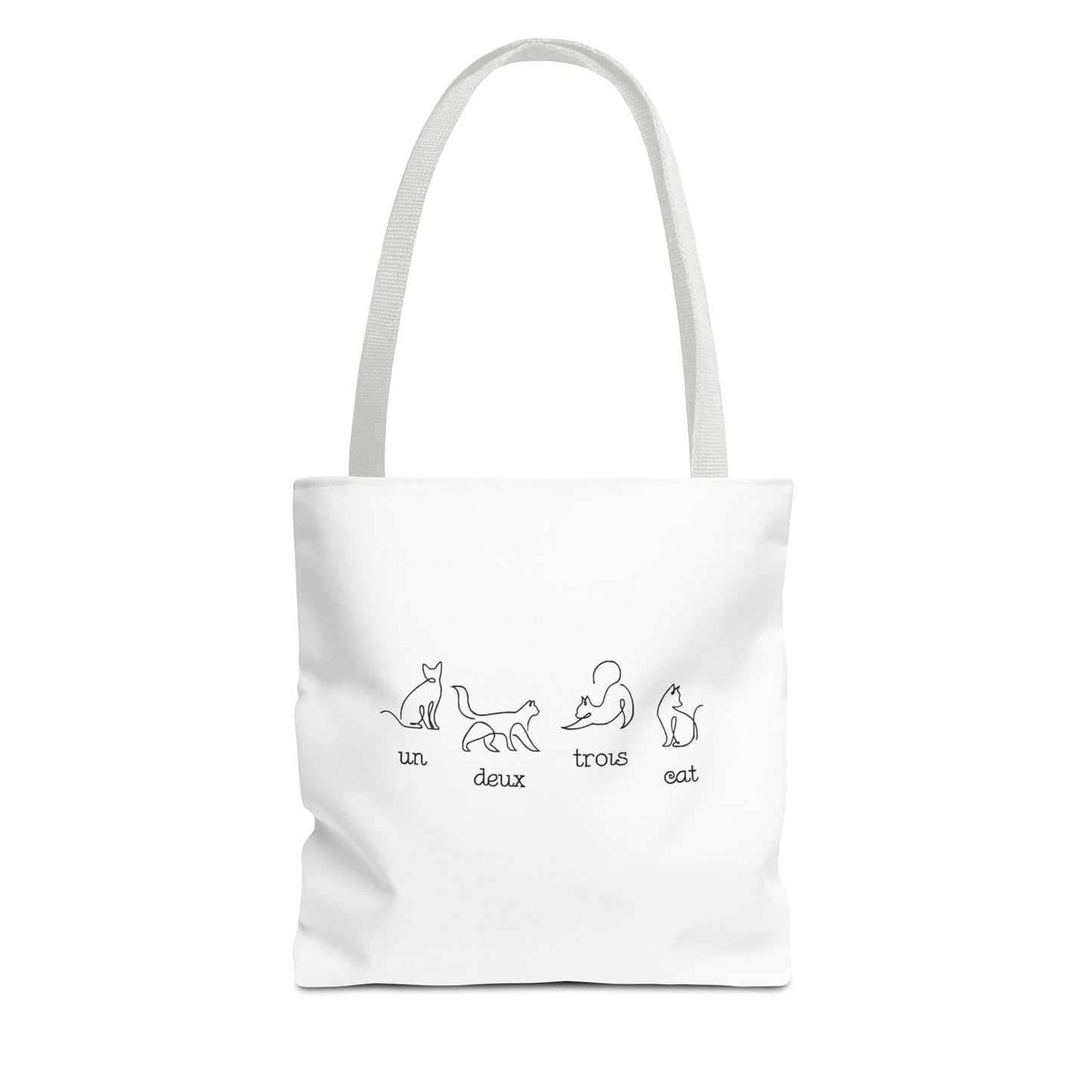 Cat Count Tote — minimalist "un, deux, trois" kitten illustration tote bag