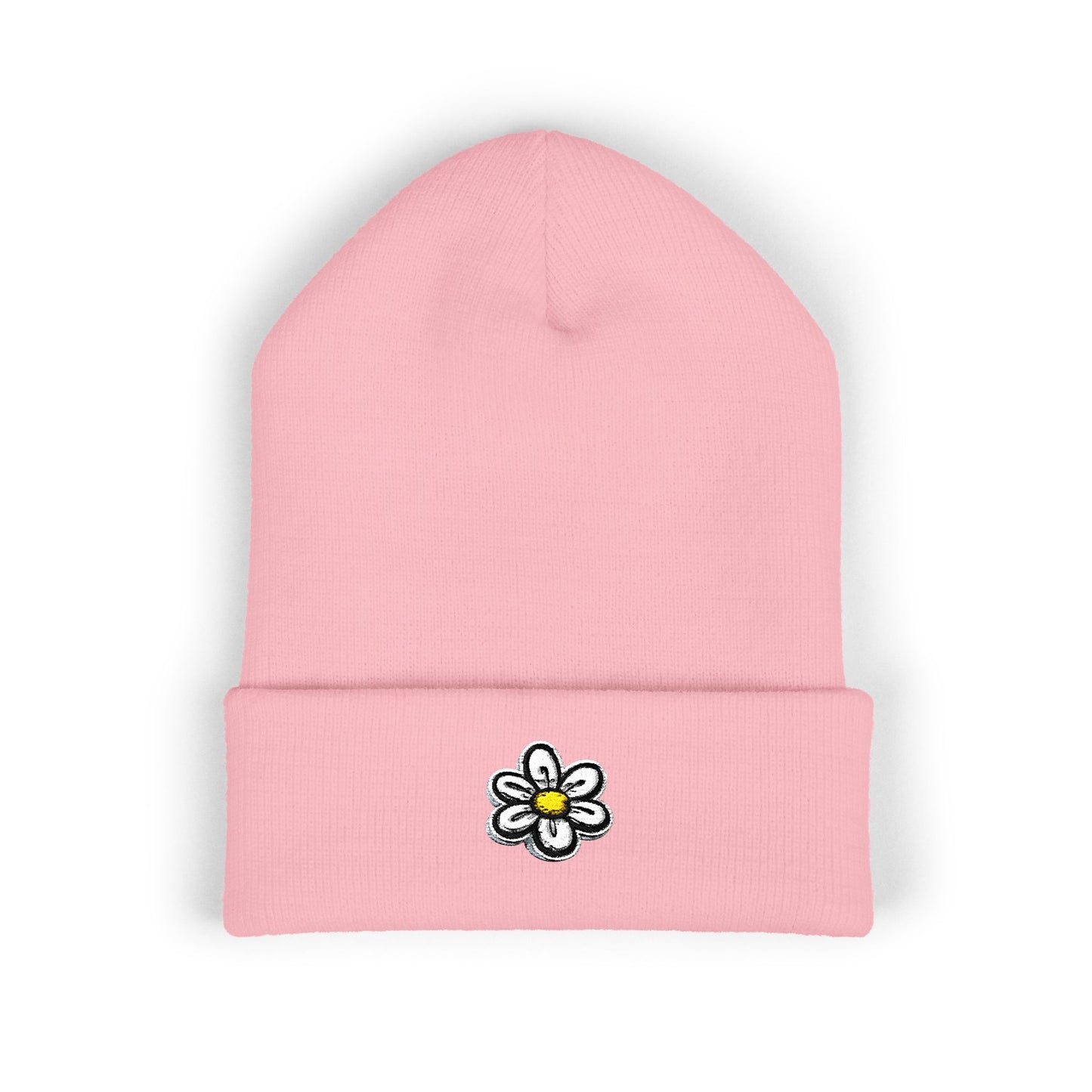 Daisy Embroidered Cuffed Beanie