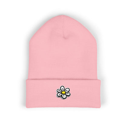 Daisy Embroidered Cuffed Beanie