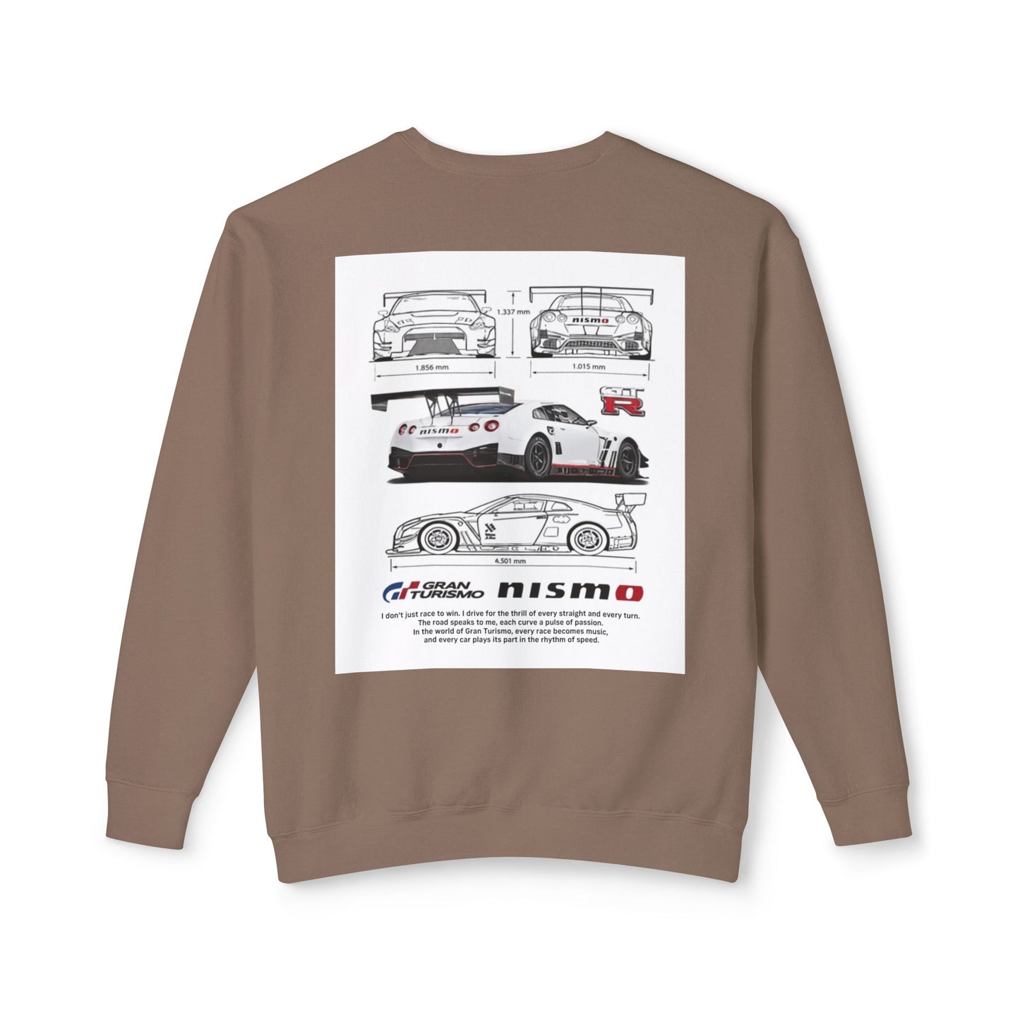 Racing Blueprint Crewneck Sweatshirt — NISMO GT-R Technical Sketch Back