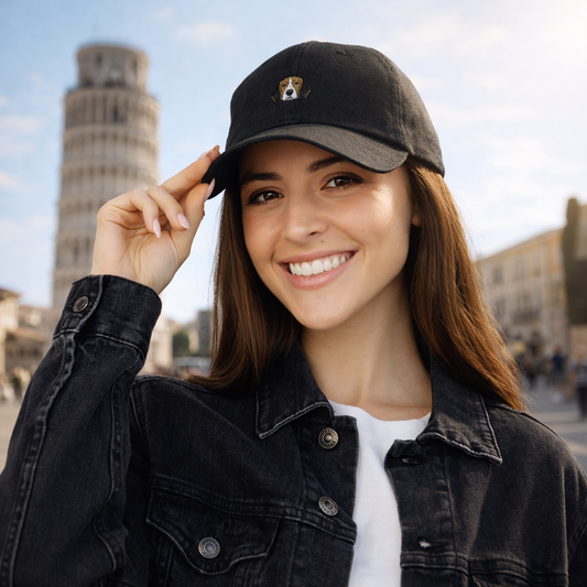 Embroidered Beagle Corduroy Cap — Vintage Rust Dad Hat