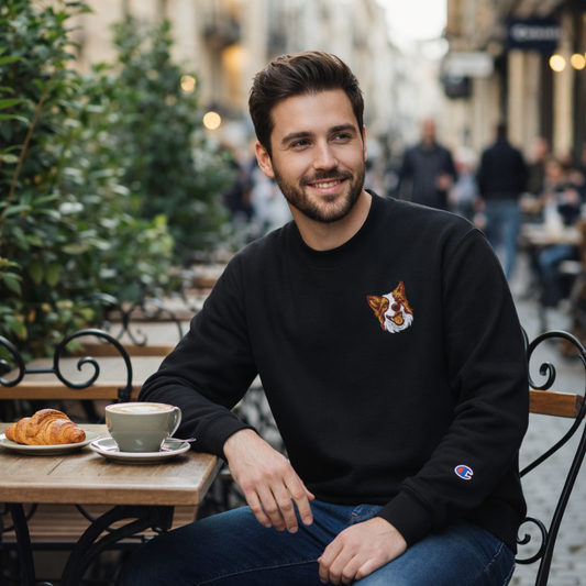 Dog Head Embroidered Crewneck Sweatshirt