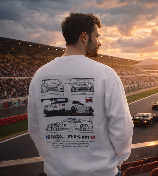 NISMO GT-R Illustration Crewneck Sweatshirt — "I don't chase trophies, I chase the feeling"
