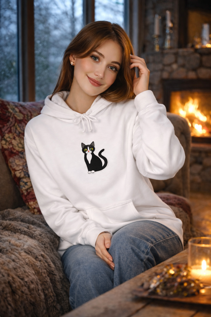 Minimal Cat Graphic Hoodie