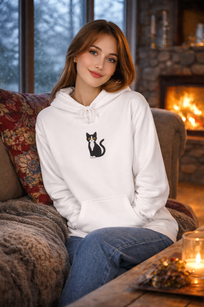 Minimal Cat Graphic Hoodie