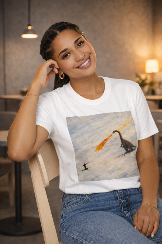 Whimsical Fire-Breathing dinosaur T-Shirt