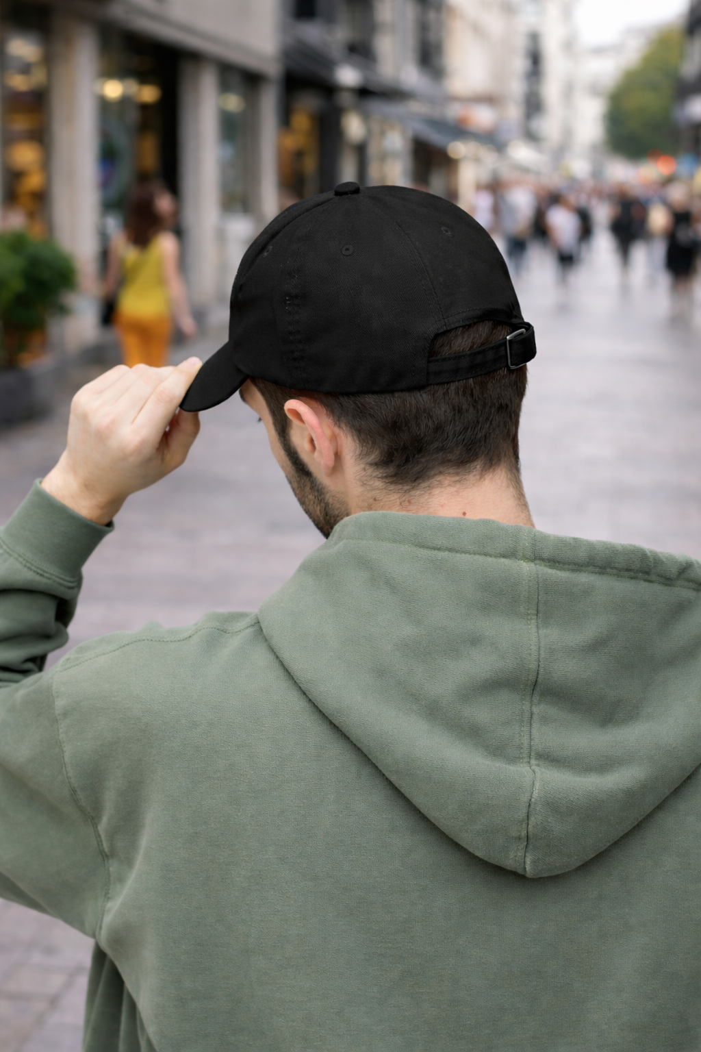 Distressed Black Cap with Sleepy Sheep Embroidery