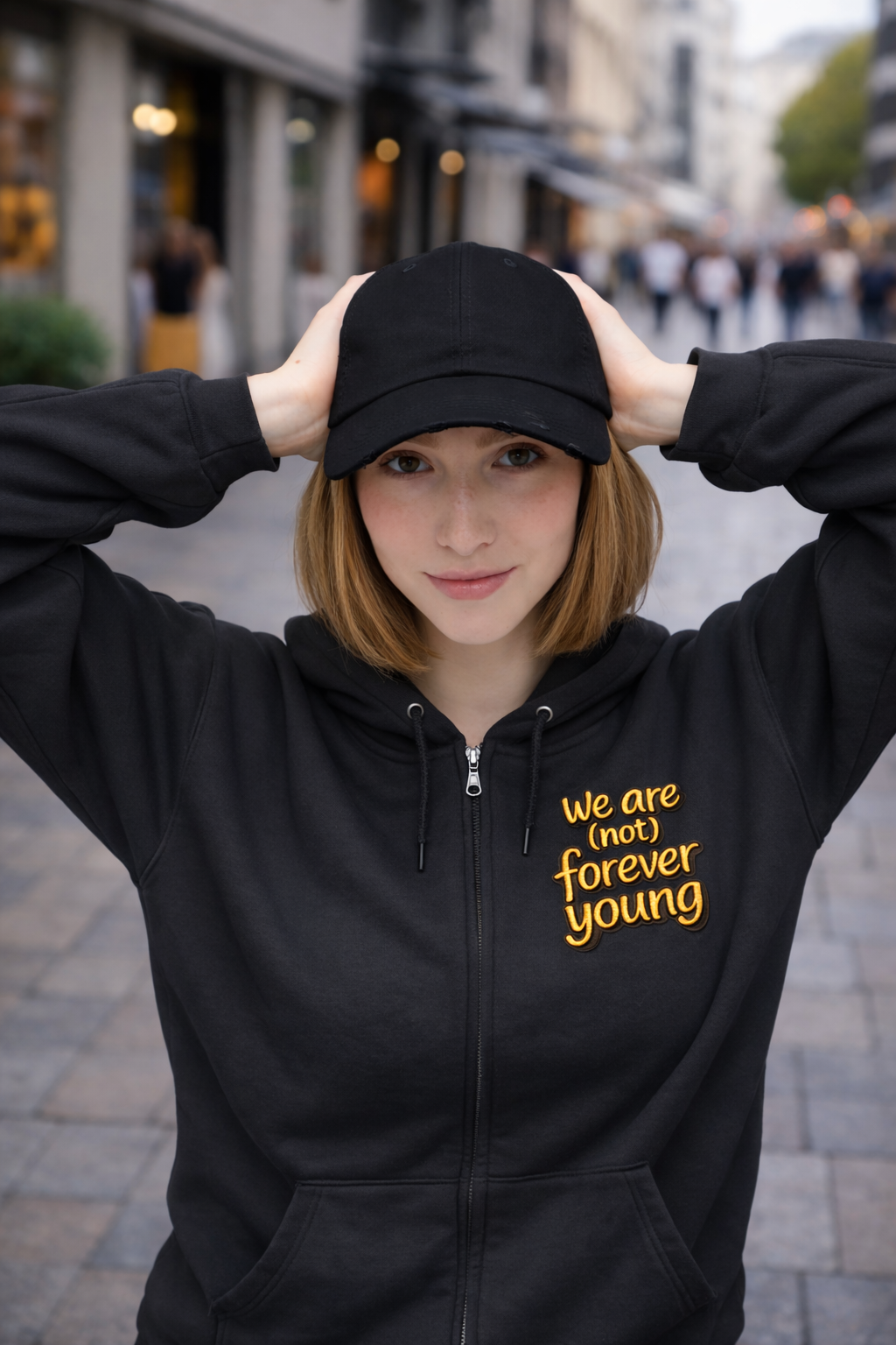 “We Are Not Forever Young” Full-Zip Hooded Sweatshirt
