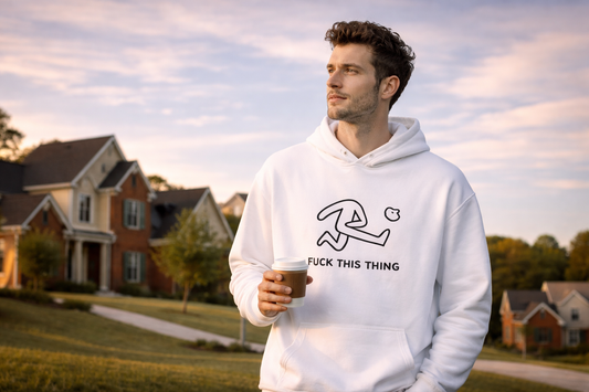 Minimalist Stick Figure Hoodie "Fuck This Thing"