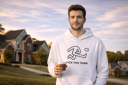 Minimalist Stick Figure Hoodie "Fuck This Thing"
